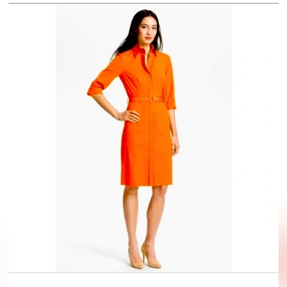 hugo boss orange dress Hugo Boss 2013 Fall in Vibrant Orange Elegant Autumn Chic peplum Dress Sz XS